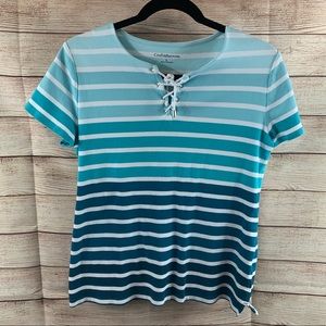 Croft & Barrow Blues Striped Tee Rope Tie Front